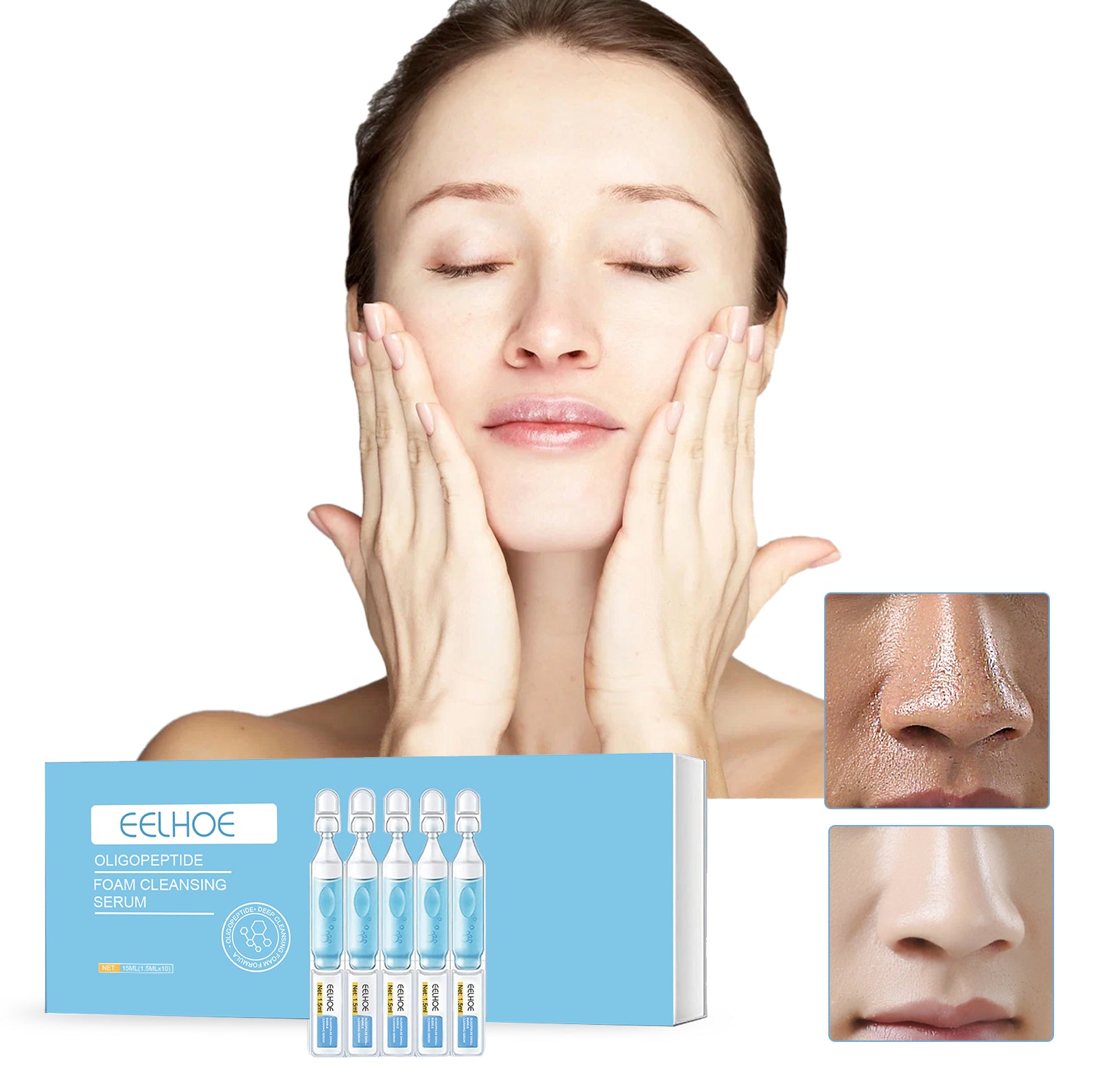 EELHOE Oligopeptide Mini Bubble Cleansing Essence, Pore-Tightening Skin Gentle Deep Clean Blackhead Acne