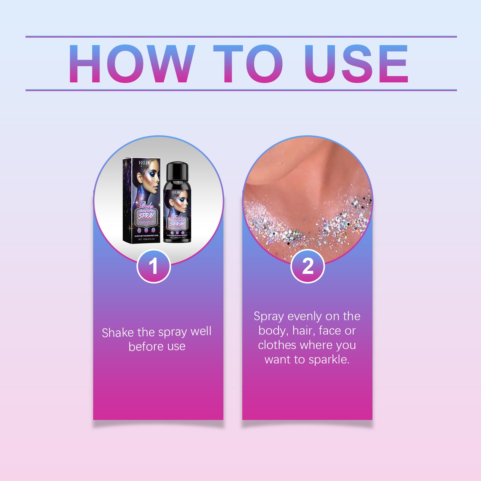 Brightening Glitter Spray, Glitter Highlight Spray Natural Stereo Long-Lasting Brightening Glitter