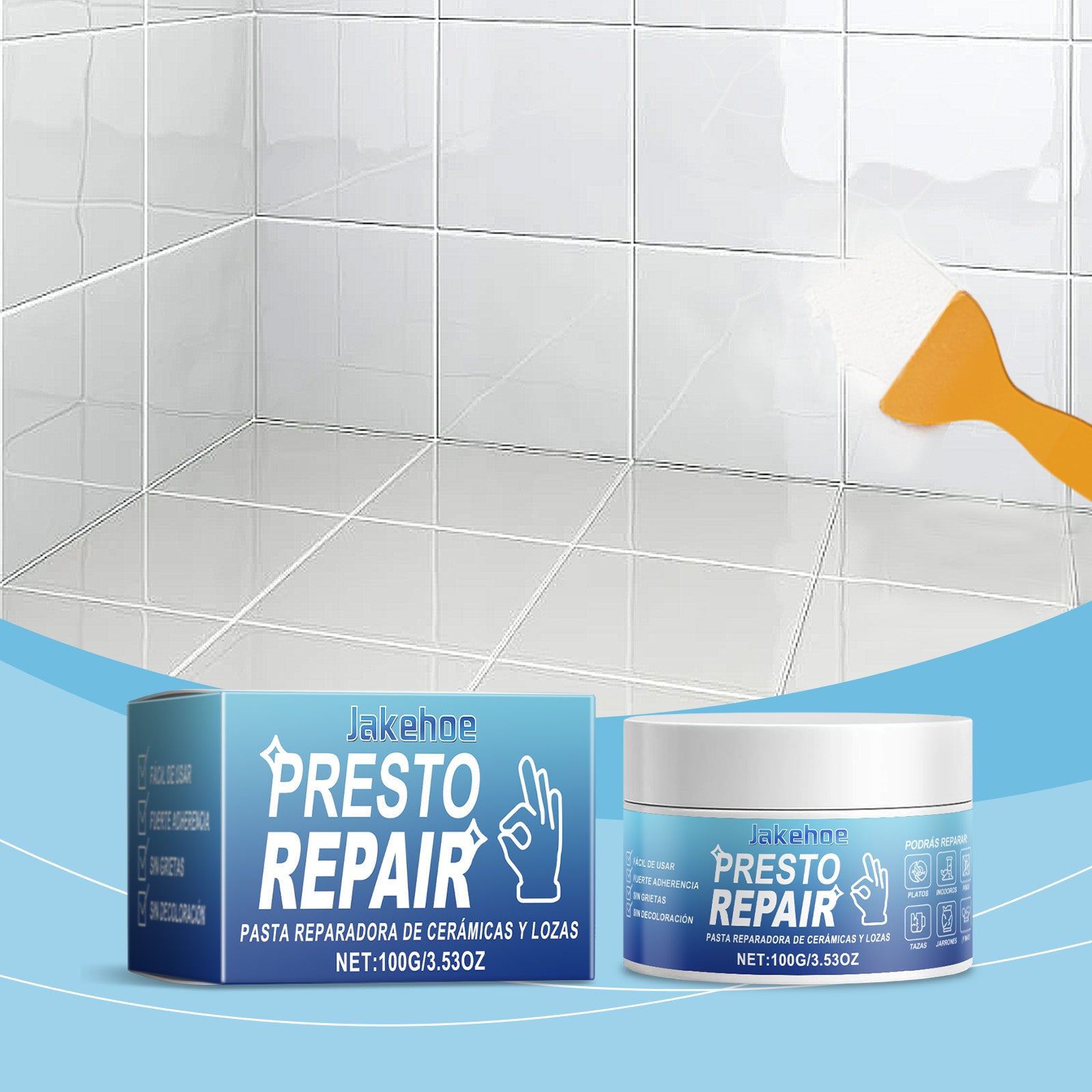 Jakehoe Ceramic Repair Paste Bathroom Kitchen Tile Repair Waterproof Wear Resistant Craft Home Repair Paste
