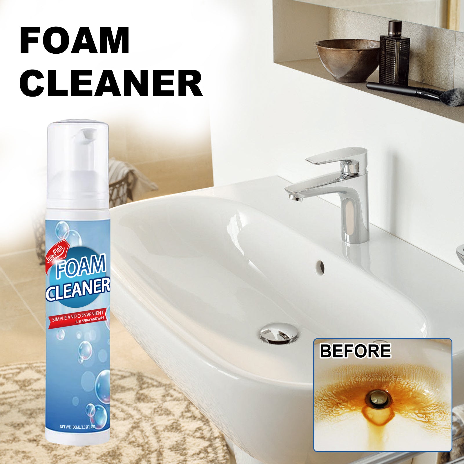 Jue-Fish Kitchen Oil Stain Foam Cleaner, Kitchen Stove Range Hood Oil Stain And Dirt Removal Cleaner