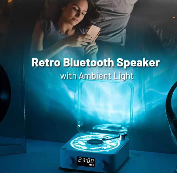 WW | Bluetooth Retro Turntable Speaker with RGB Lights