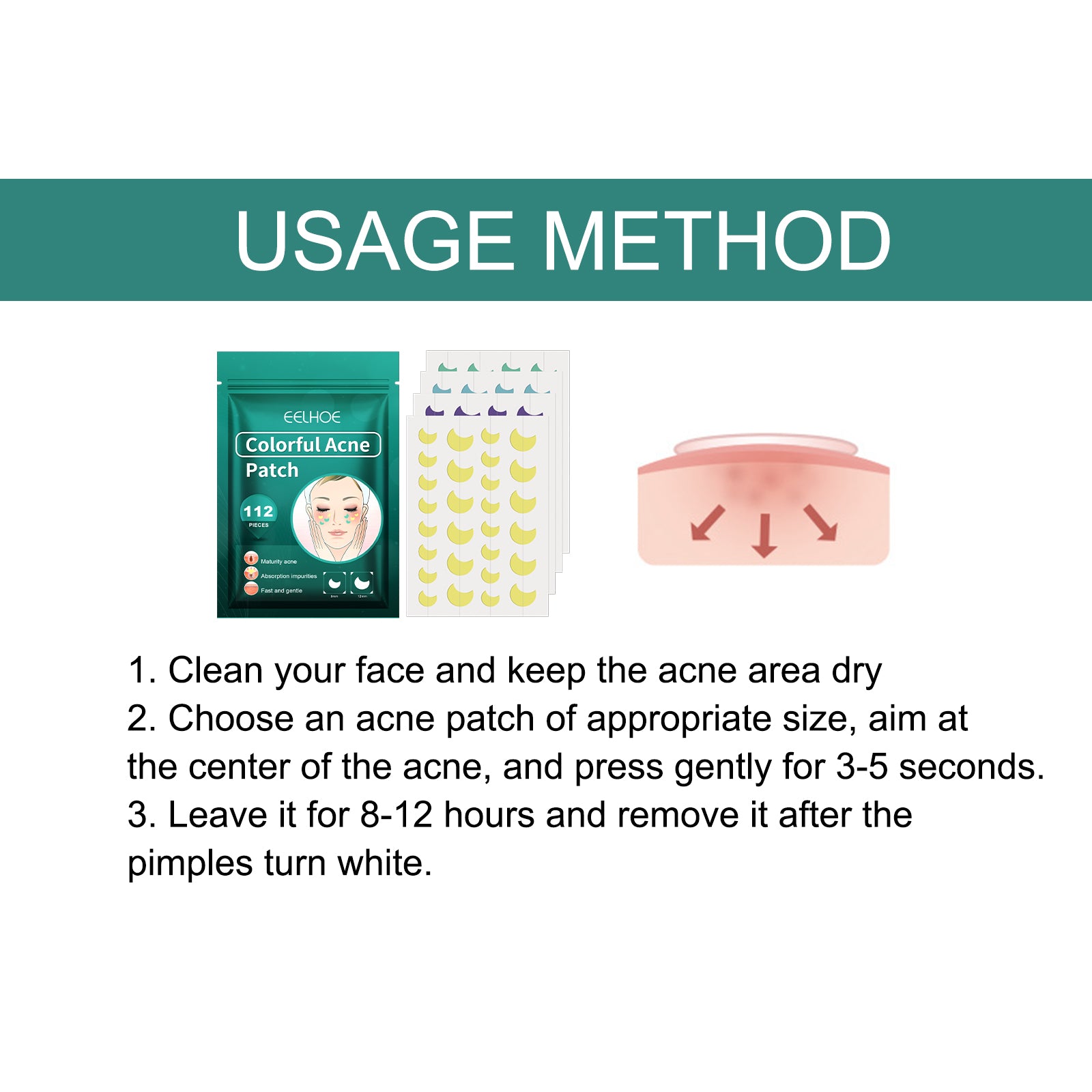 EELHOE Colorful Acne Patch, Repair And Clean The Mouth Blemish Clear Pocket Colorful Shaped Acne Patch