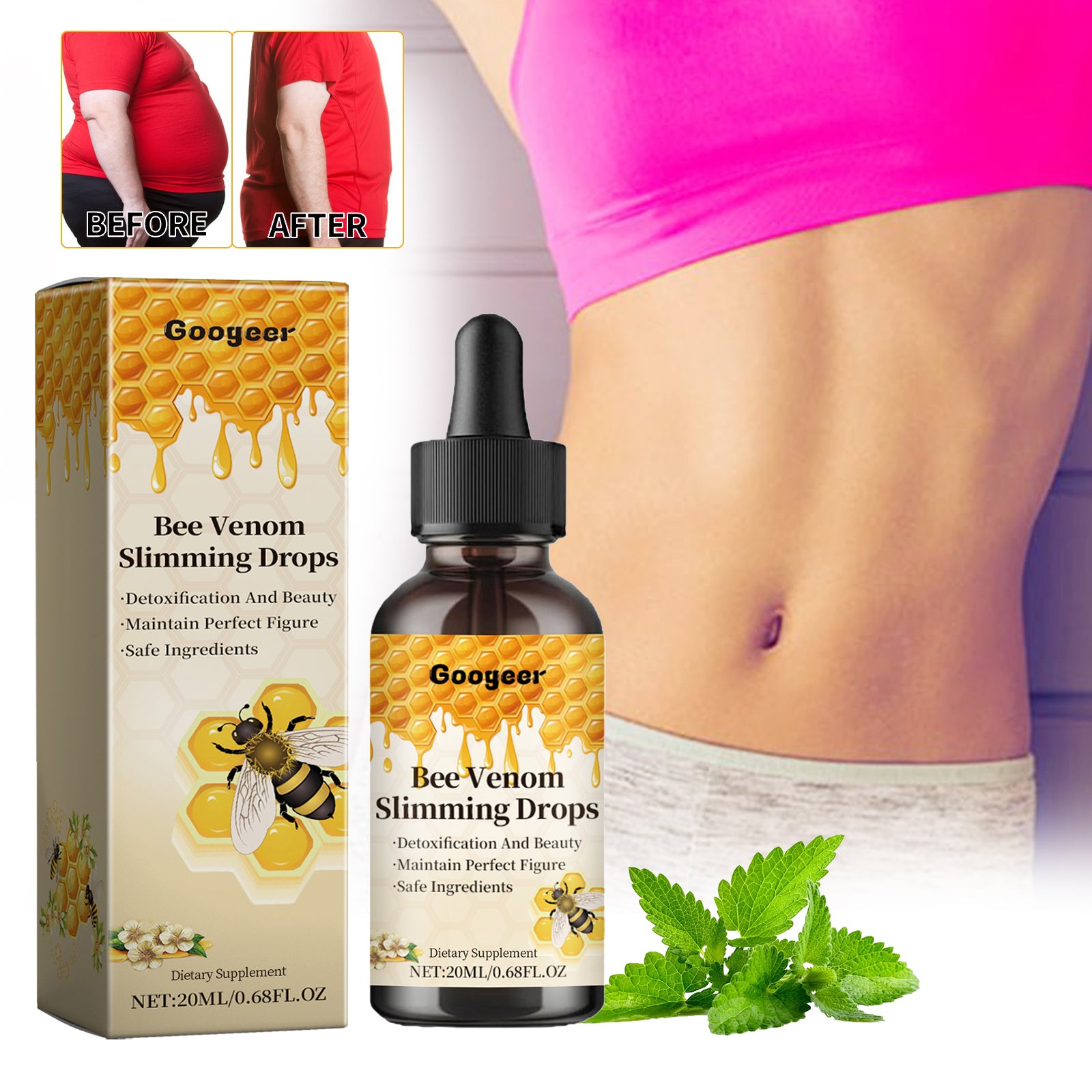 Googeer Body Care Drops, Lithe Body Bye Meat Care Drops
