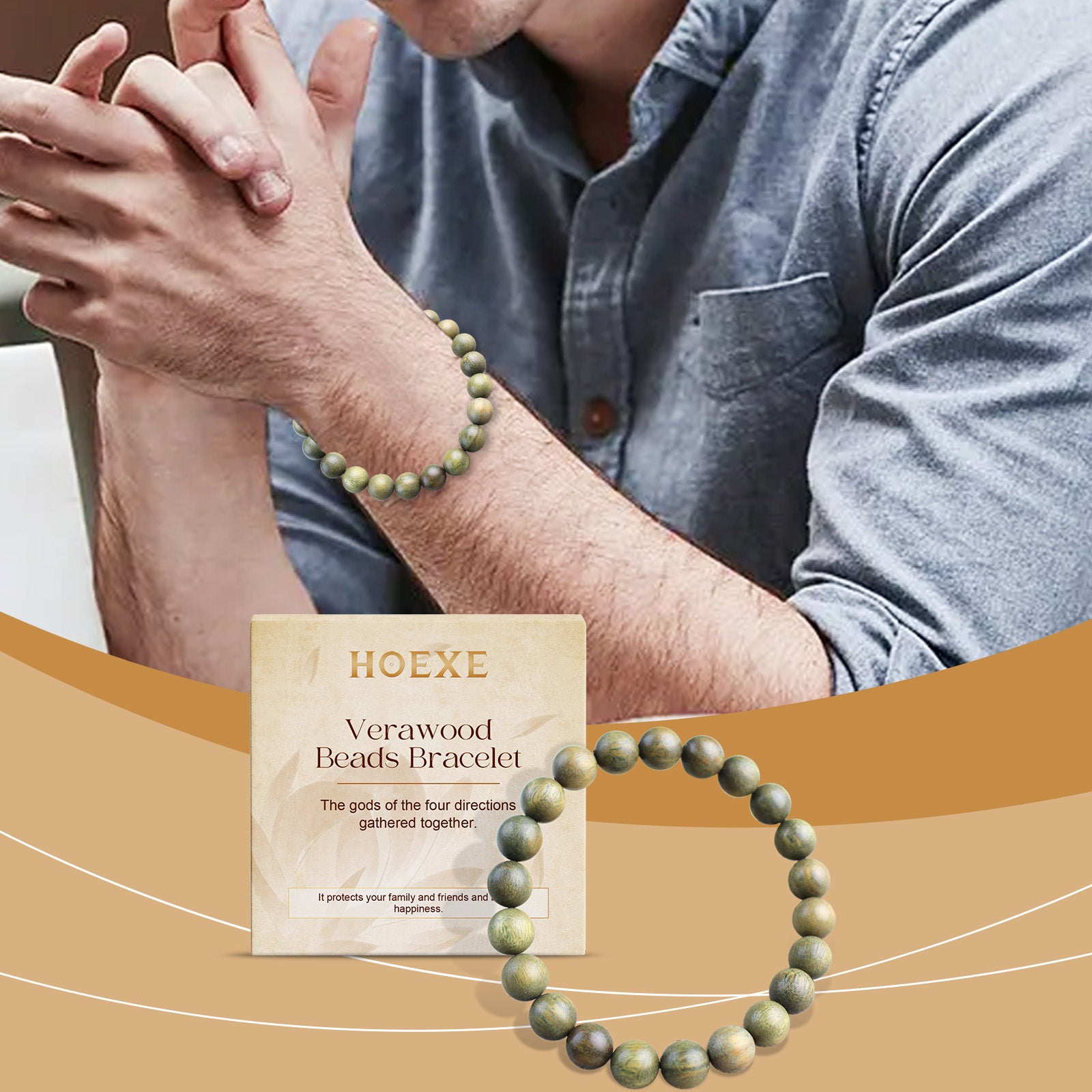 Green Sandalwood Bracelet Trend Fashion Elegant Portable Durable Good-Looking Niche Design Bracelet