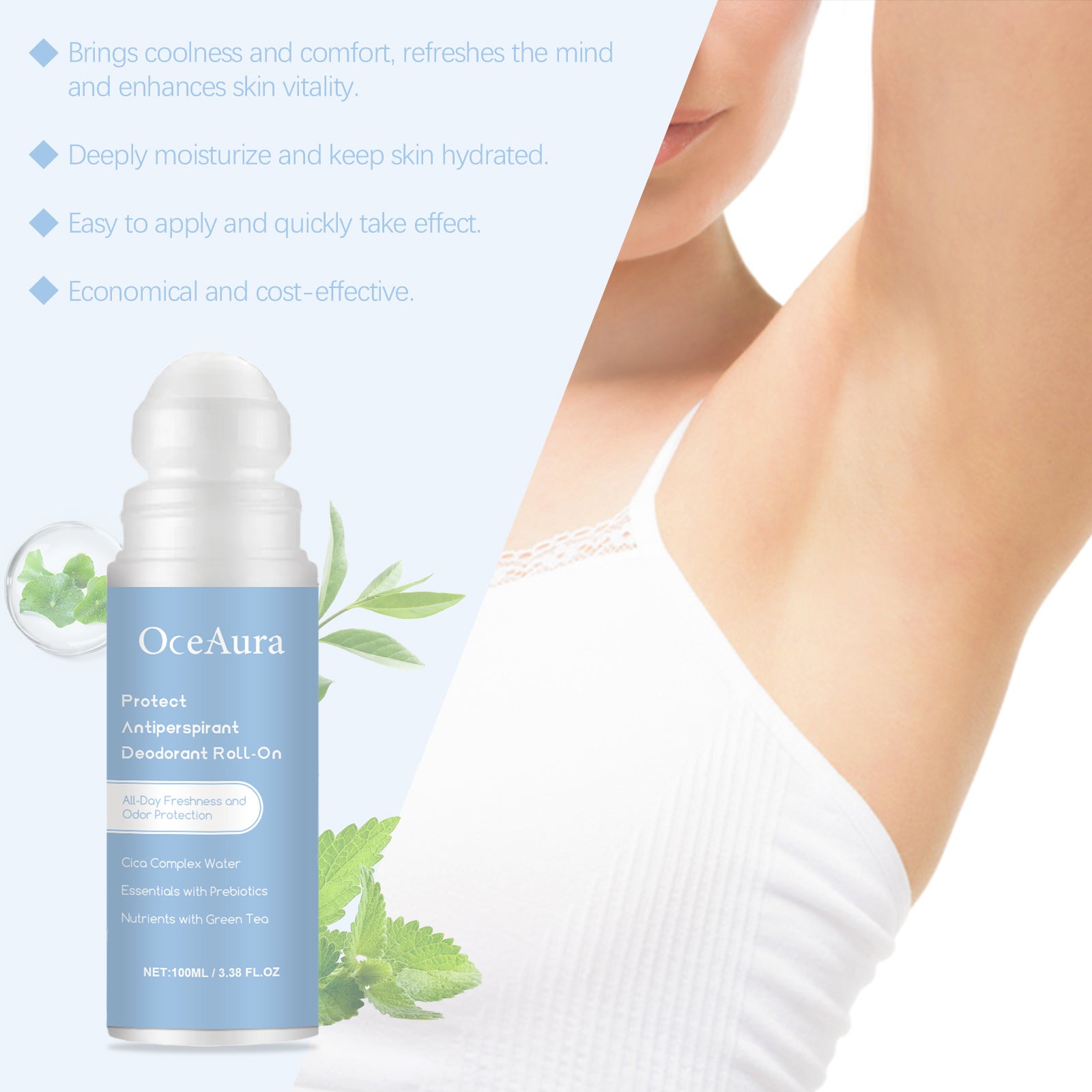 OceAura Underarm Body Antiperspirant Roll-On Beads