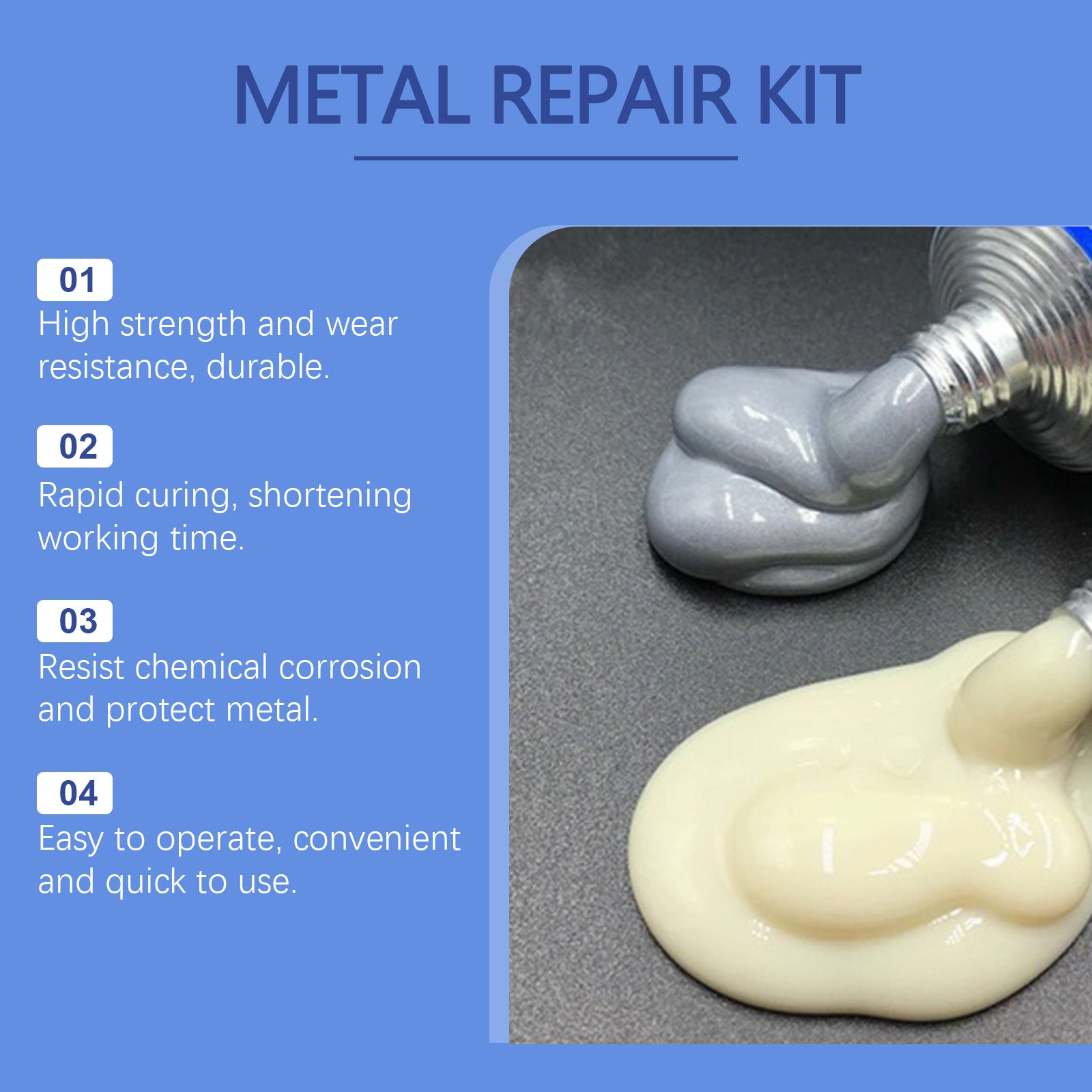 Jaysuing Repair Casting Glue 80g, Box Cast Iron Sealant Ab Glue Anti-Repair Agent For Leak Sealing And Metal Bonding