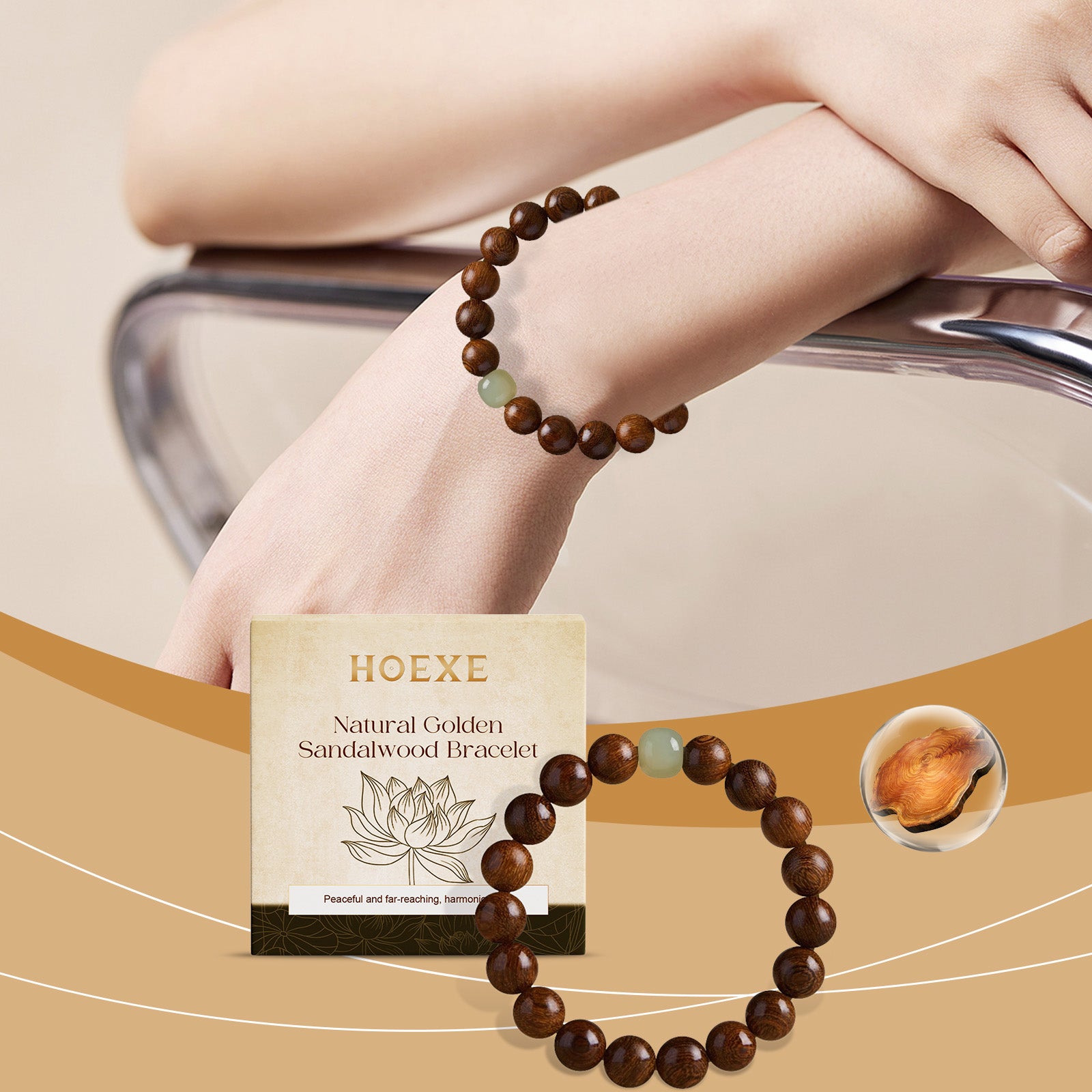 Gold Wire Sandalwood Bead String New Chinese Style Simple Minority Sense Ancient Style Style Play Decorative Bracelet