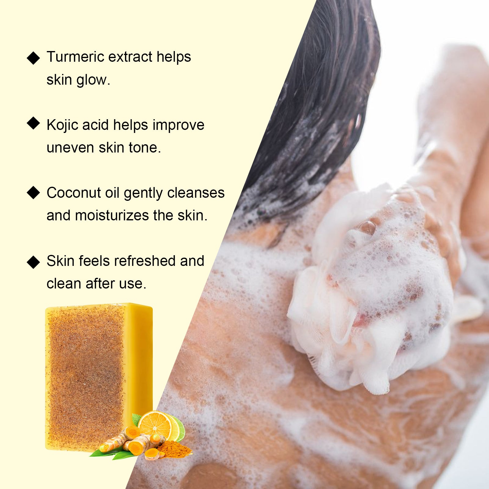OceAura Lemon Brightening Turmeric Acid Soap Gently Cleans And Moisturizes Refreshing And Delicate Skin Brightening Soap