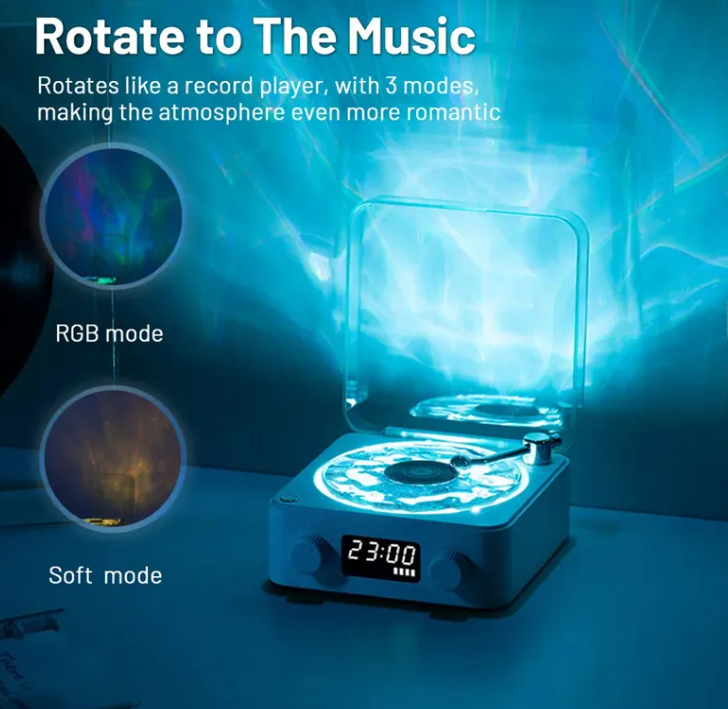 WW | Bluetooth Retro Turntable Speaker with RGB Lights